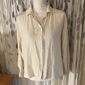 LOFT Women's Cream Button-Down Shirt